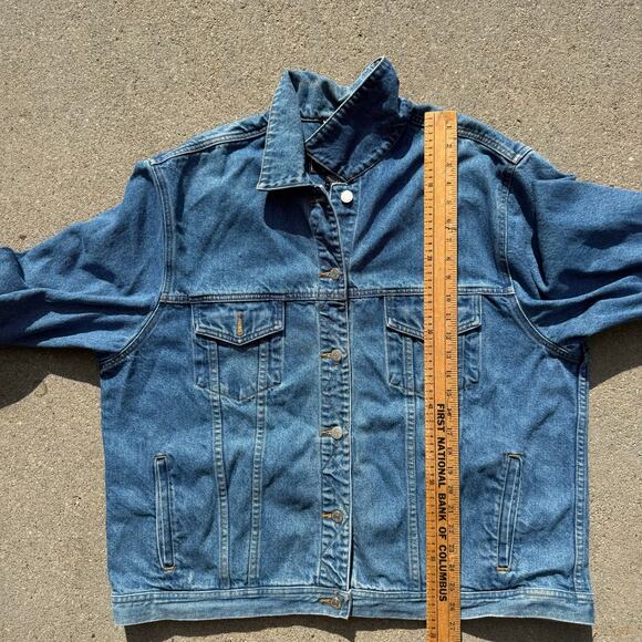 Vintage Y2K Eddie Bauer Jean Trucker Jacket Blue Denim Womens XXL gorpcore boho - Picture 7 of 10